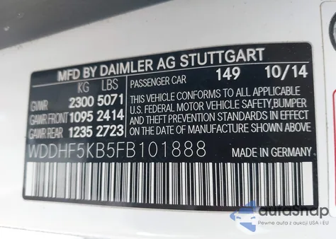 2015 Mercedes-Benz E 350 z USA, uszkodzony, nr VIN WDDHF5KB5FB101888